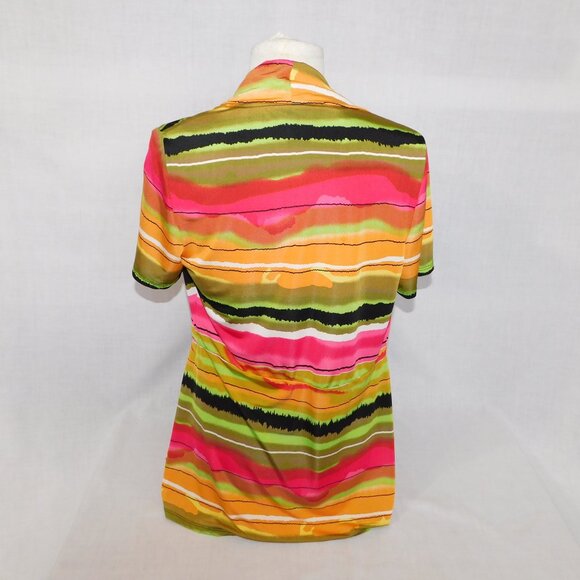 Frank Lyman Womens 10 Multicolour Stripe Waterfall open Cardigan Jacket Coverup - Picture 7 of 8
